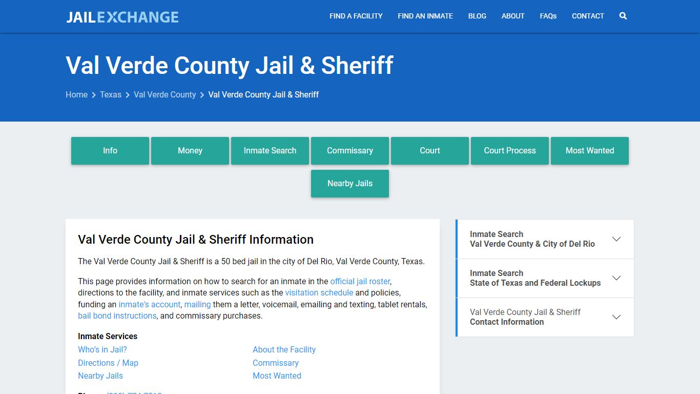 Inmate Phone - Val Verde County Jail & Sheriff, TX - Jail Exchange