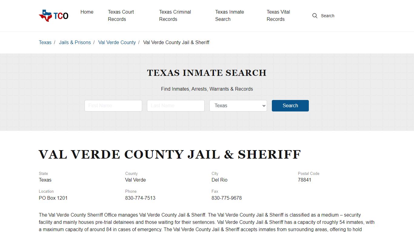 Val Verde County Jail & Sheriff in Del Rio, TX - Contact Information ...